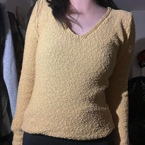 mustard yellow v neck h&m sweater size small